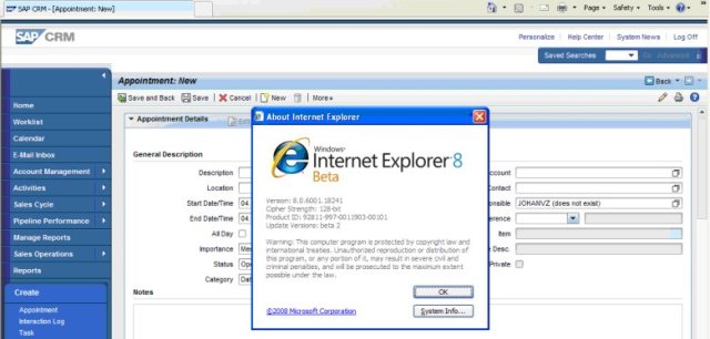 IE8 Working